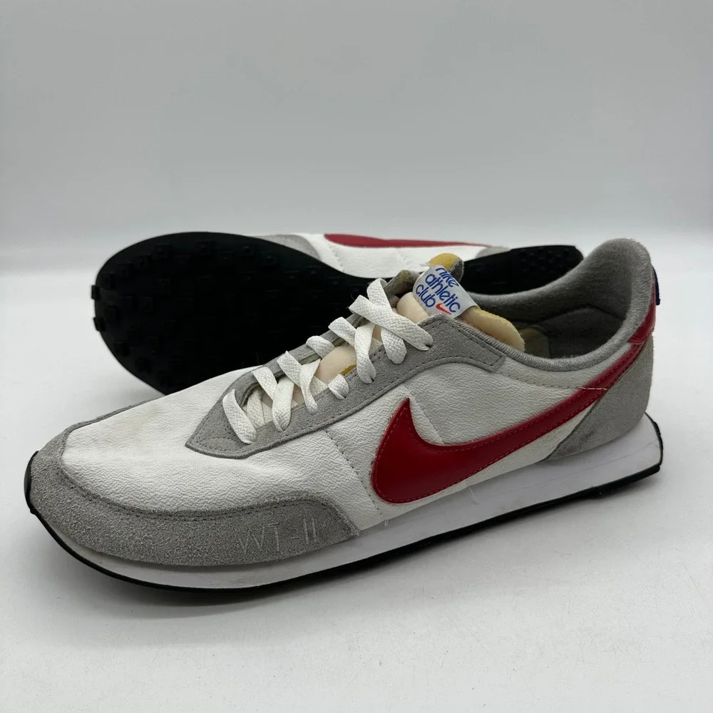 Nike DJ6054-101 Mens 13 White Grey Red Waffle Trainer 2 Athletic Club Sneakers